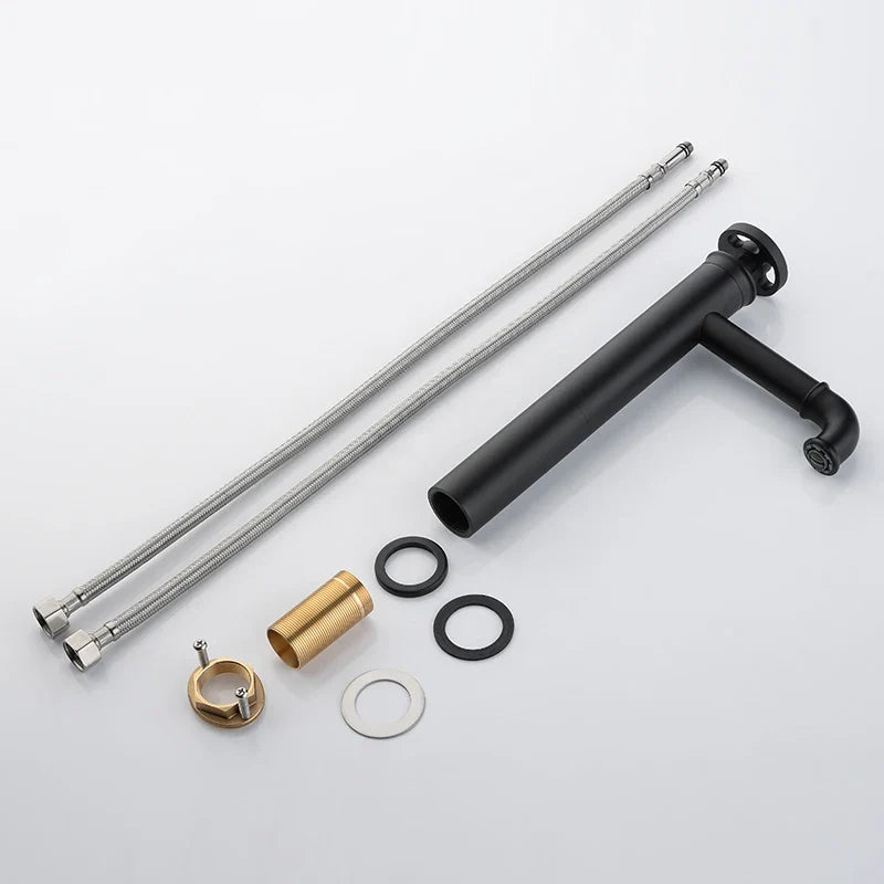 Afralia™ Matte Black Brass Bathroom Faucet Hot and Cold Water Mixer Tap