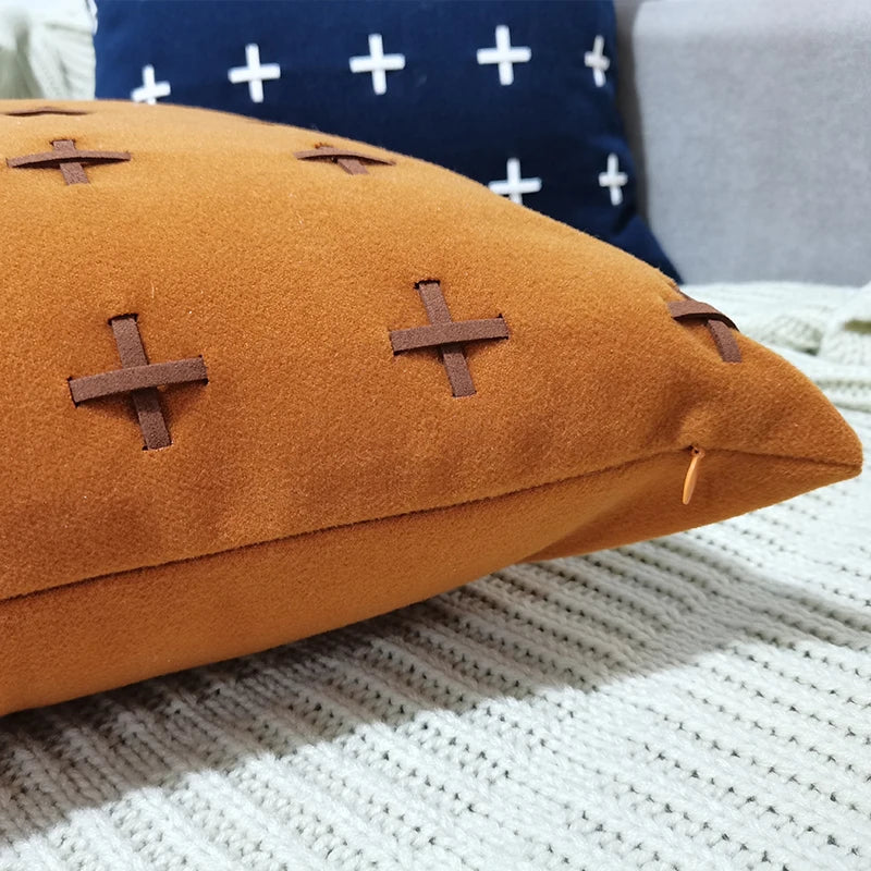 Afralia™ Woolen Cross Cushion Cover Set - 45x45cm - Home Decor for Couch, Sofa, Bed