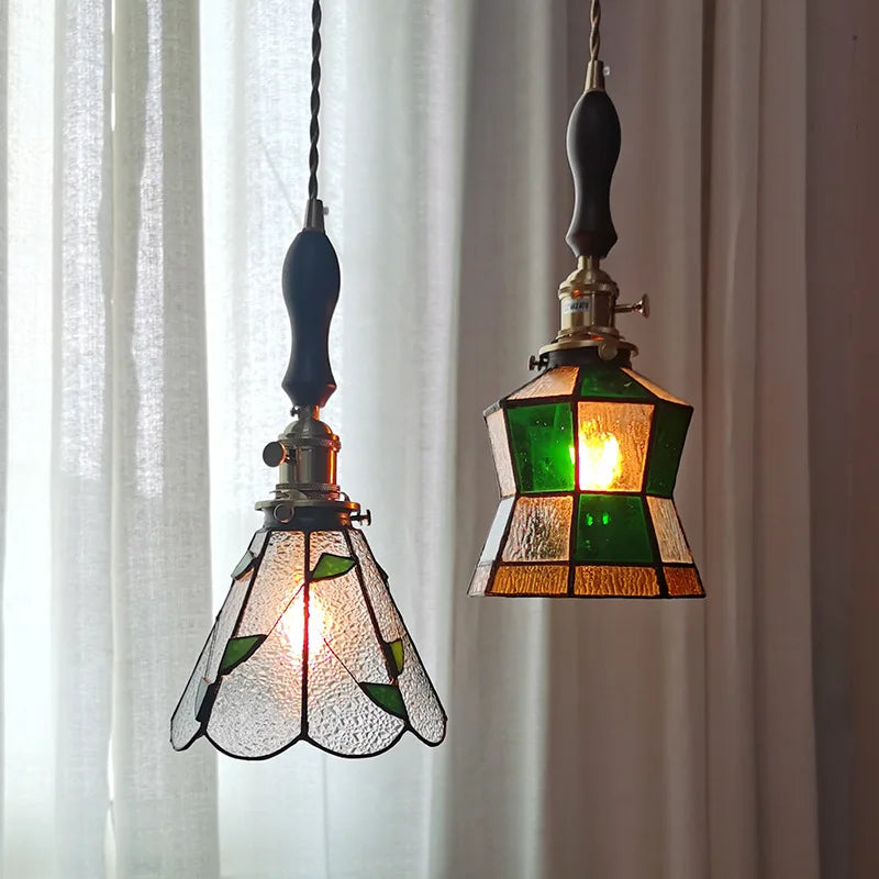 Afralia™ Glass Copper Pendant Light with Wood Knob Switch: Modern Nordic LED Hanging Lamp