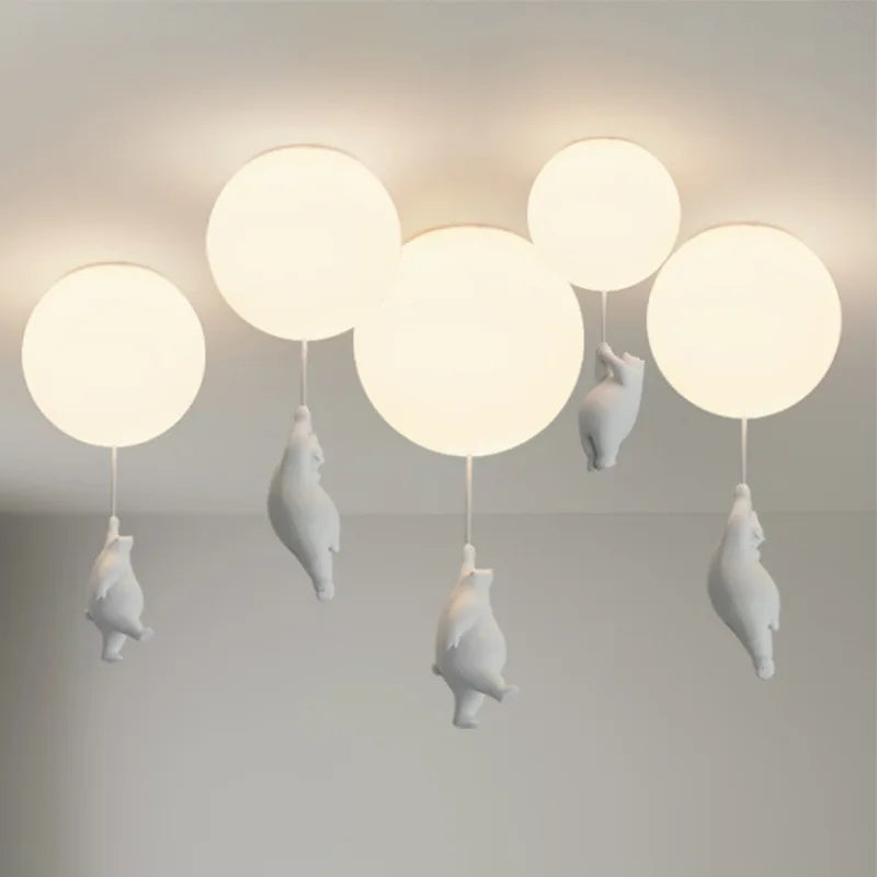 Afralia™ Cartoon Bear Ceiling Light for Kids' Rooms, LED Fixture Bedroom Decor