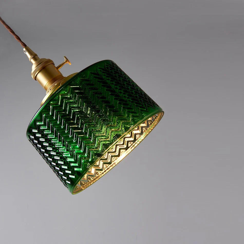 Afralia™ Green Glass LED Pendant Light - Stylish Lighting Fixture for Modern Interiors