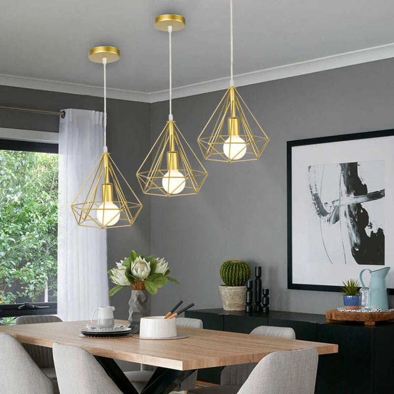 Afralia™ Vintage Industrial Loft Cage Pendant Light for Kitchen Island Living Room