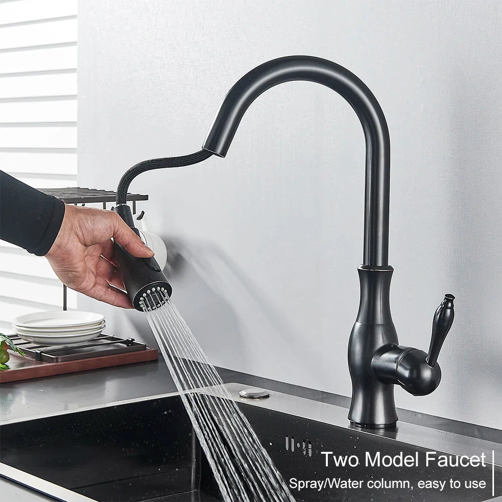 Afralia™ Black Kitchen Faucet: Single Handle Hot & Cold Mixer with 360 Rotation