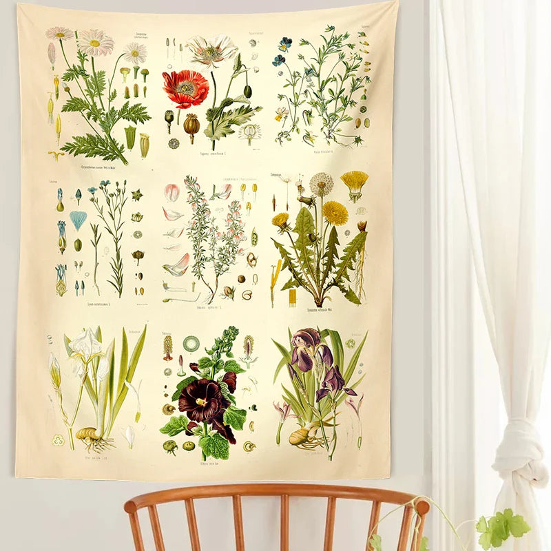 Afralia™ Wildflower Garden Tapestry Wall Hanging: Vintage Floral Art Tapestries for Colorful Home Decor