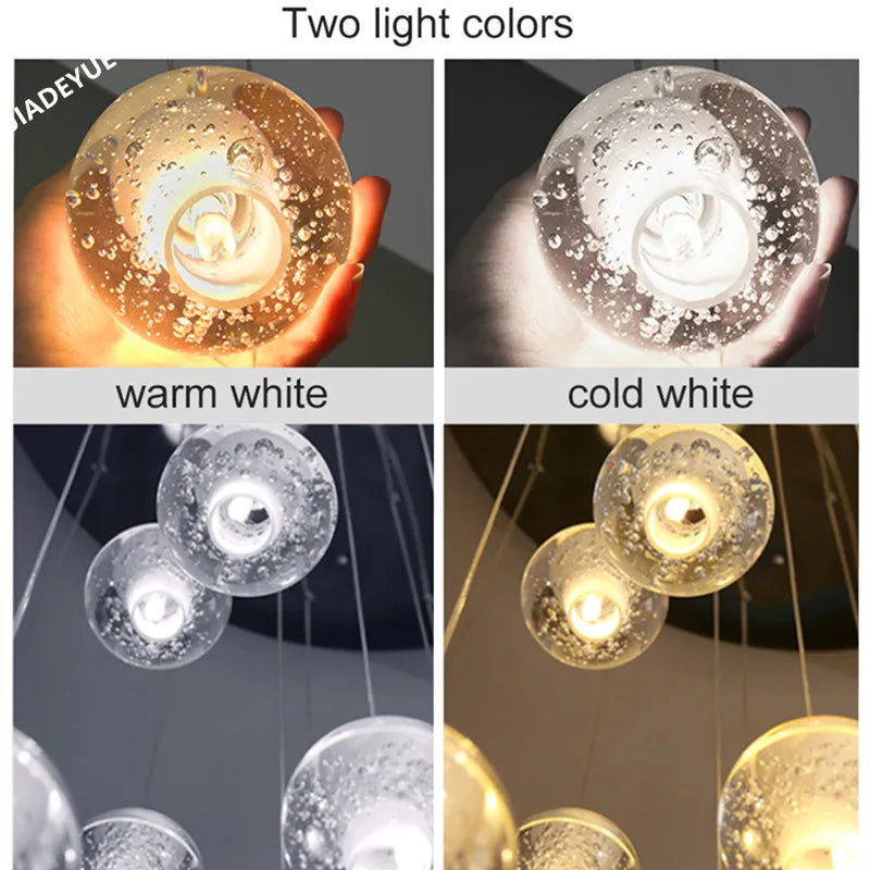 Afralia™ Crystal Ball Chandelier: Stylish Meteor Shower Lighting for Restaurant, Bar, and Home