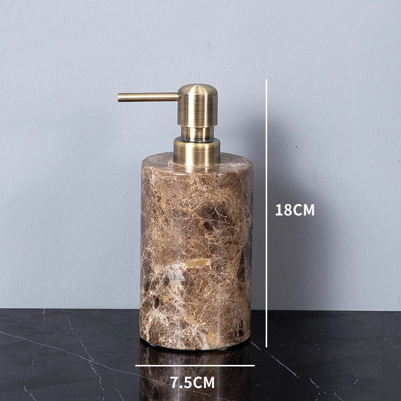 Afralia™ Emperador Dark Marble Bathroom Set: Toothbrush Holder, Soap Dish, Soap Dispenser