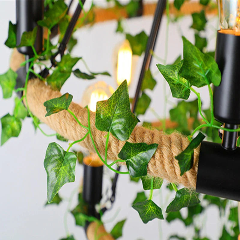 Afralia™ Multi Head Green Leaf Chandelier for Bar, Tea Shop, Corridor Lighting - Decorative Lamp
