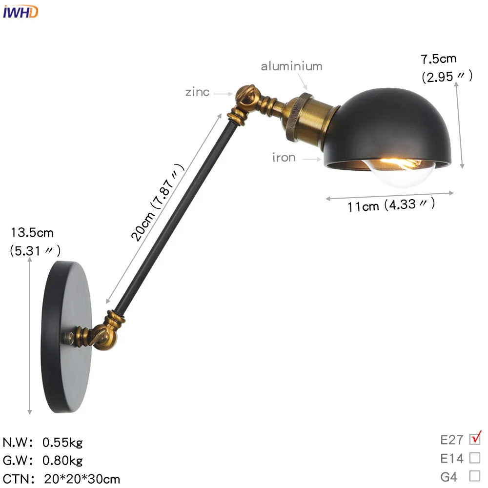 Afralia™ White Swing Arm Wall Light: Adjustable Vintage Industrial Sconce Luminaria