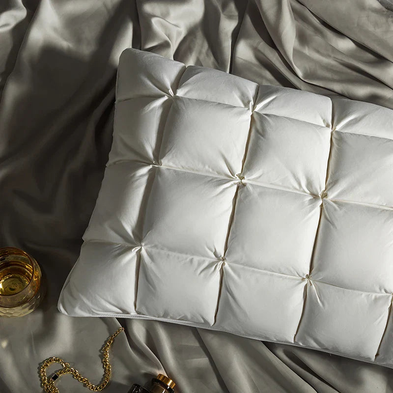 Afralia™ Luxury White Goose Down Orthopedic Pillow for a Fluffy, Cozy, and High-Quality Sleep