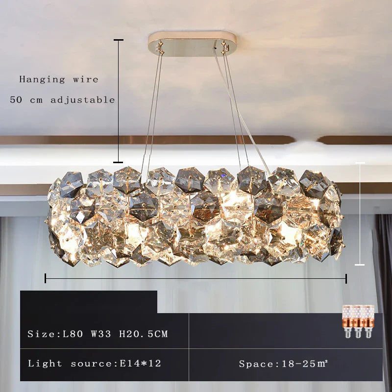 Afralia™ Crystal Wrought Iron Chandelier: Creative Dining & Living Room Suspension Light