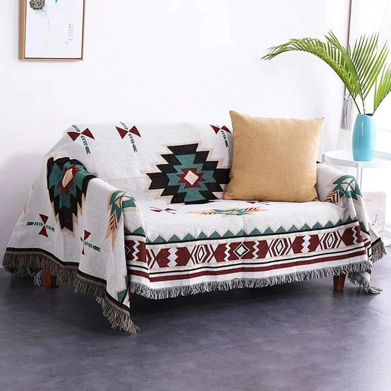 Afralia™ Geometric Tassel Sofa Cover - Bohemian Style Blanket Dust Cover