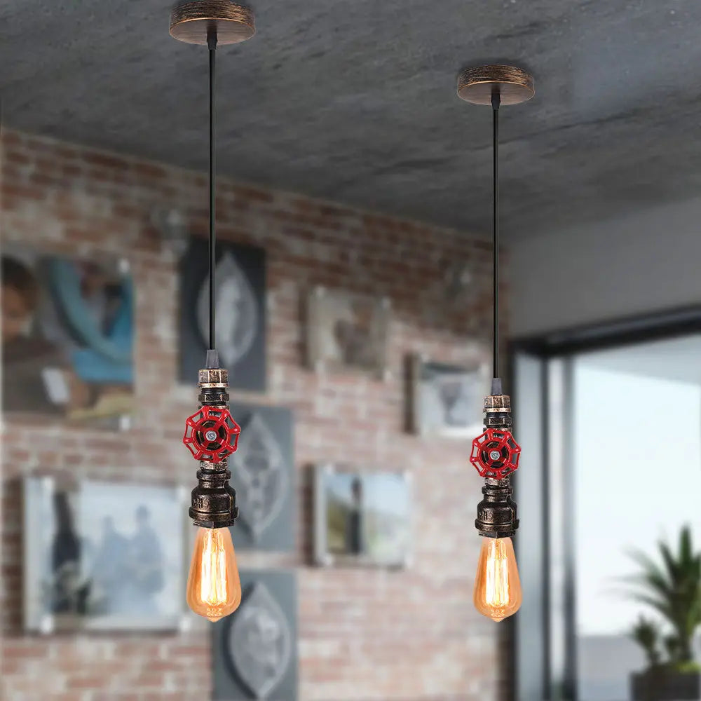 Afralia™ Industrial Iron Water Pipe Pendant Light - Retro E27 LED Hanging Lamp