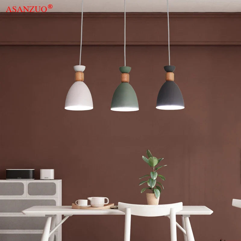 Afralia™ Wood&Iron LED Pendant Lamp for Modern Kitchen Island and Home Decor