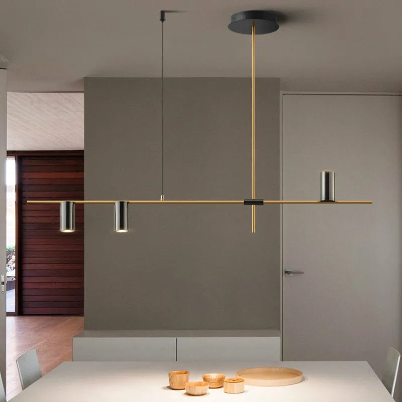 Afralia™ Designer Black Long Chandelier Lights for Modern Minimalist Dining Room