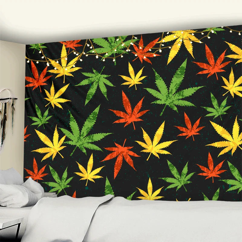 Afralia™ 3D Printed Maple Leaf Wall Hanging Tapestry for Boho Home Decor