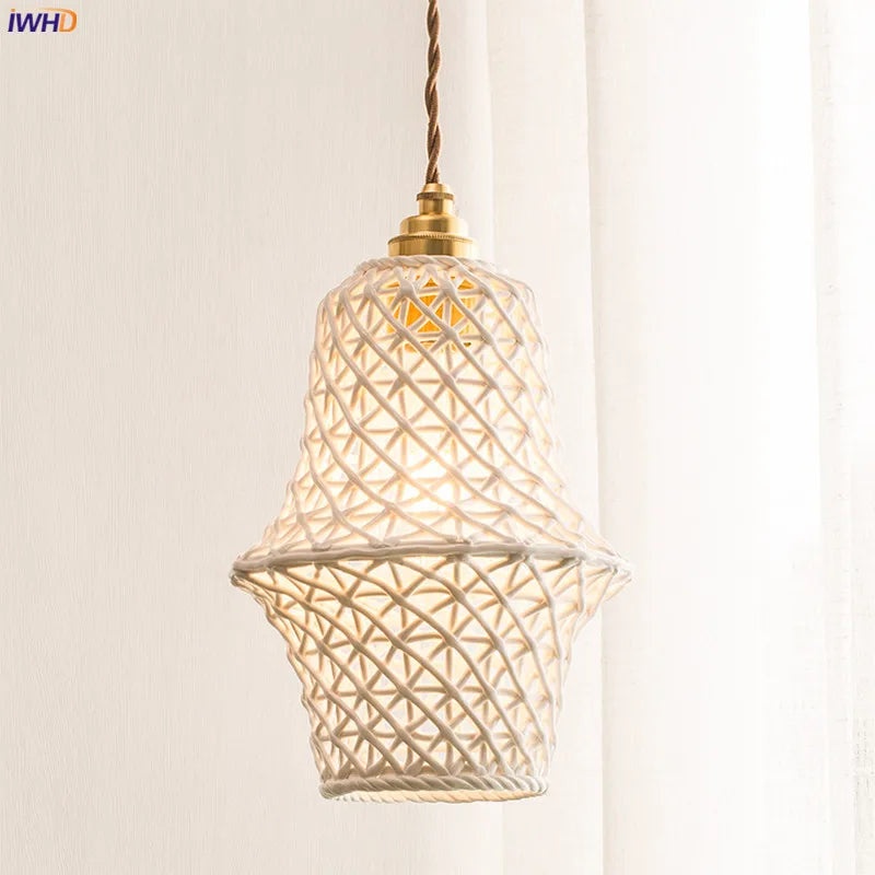 Nordic Ceramic Pendant Lamp for Bedroom Living Room by Afralia™