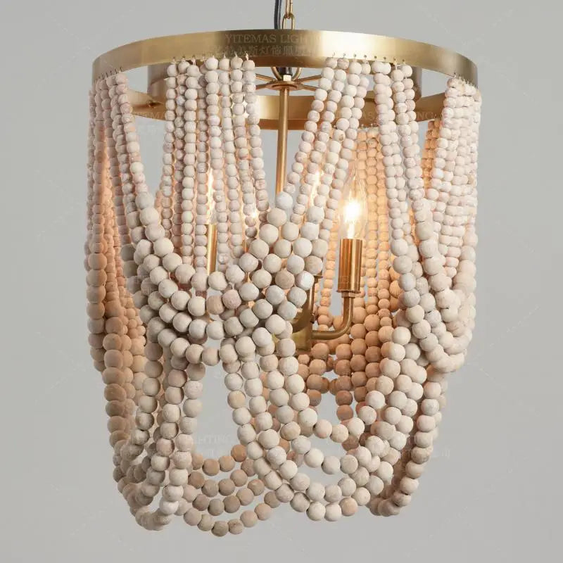 Afralia™ Wooden Bead Chandelier Light Fixture for Kitchen, Bedroom, Kids Room, Dining Room