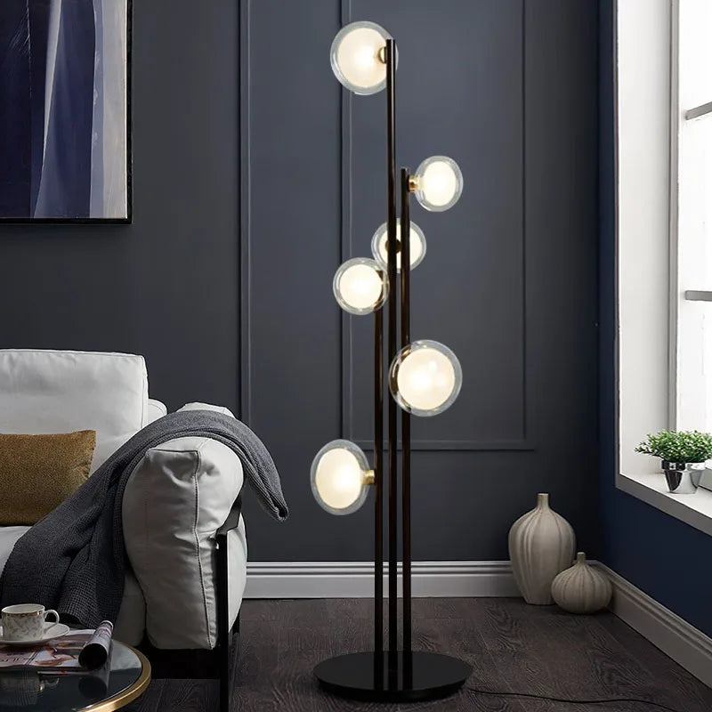 Afralia™ Vintage Glass Ball Floor Lamp for Bedroom Decoration