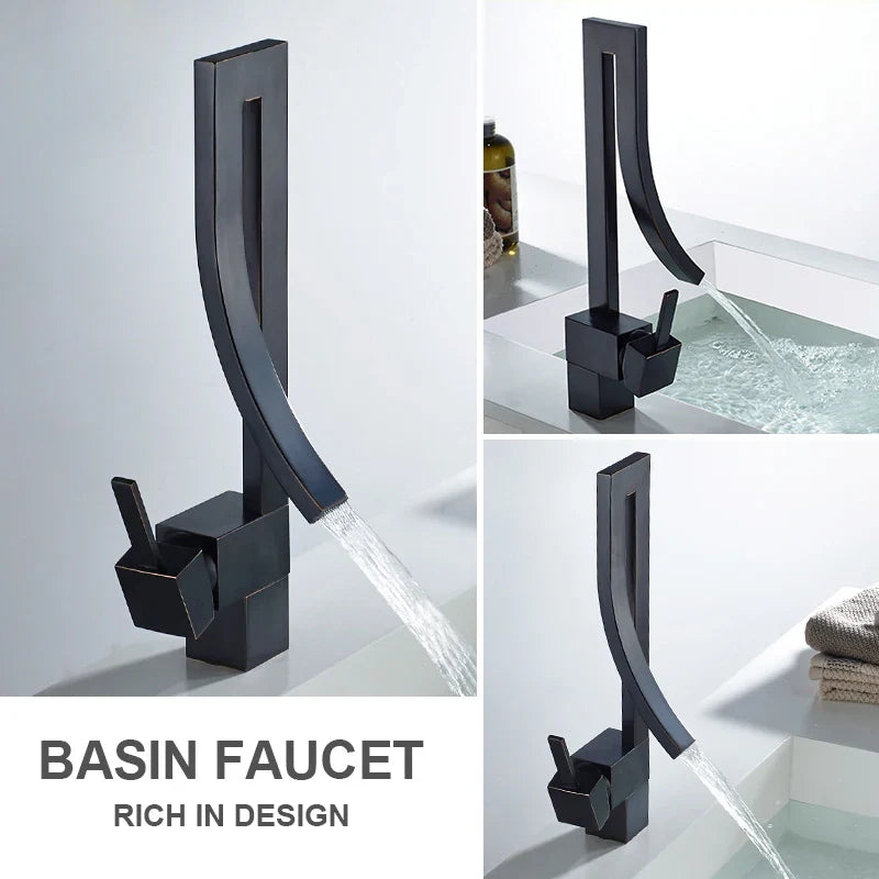 Afralia™ Chrome Waterfall Basin Faucet with Single Handle Hot Cold Mixer Tap