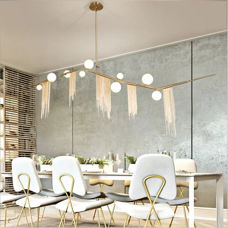 Afralia™ Gold Bubble Chandelier G9 LED Tassel Kitchen Island Lighting
