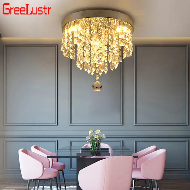 Afralia™ Crystal Chandelier Ceiling Lamp - Entrance Kitchen Chandeliers Fixtures Home Decor