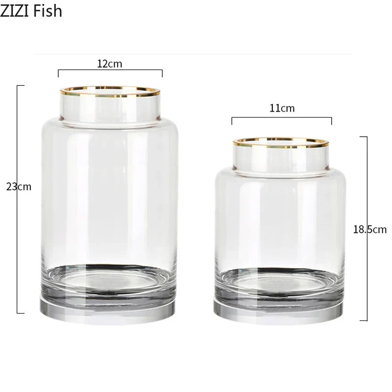 Afralia™ Gold Glass Vase Hydroponic Plant Flowers Living Room Dining Table Decor