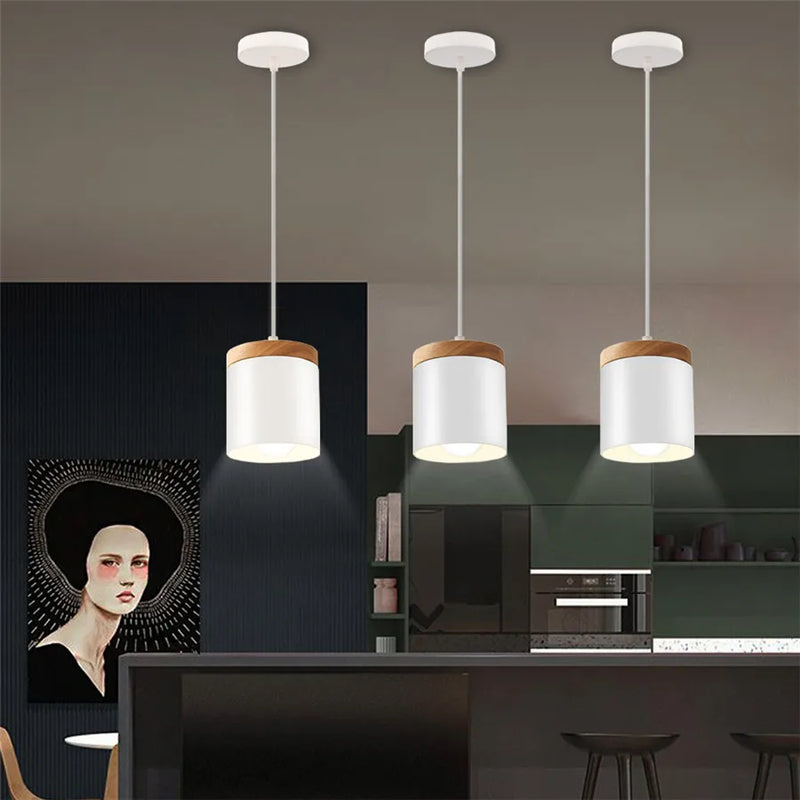 Afralia™ Wood & Aluminum LED Pendant Lamp Shade for Home, Bar, Cafe - Nordic Modern Simplicity