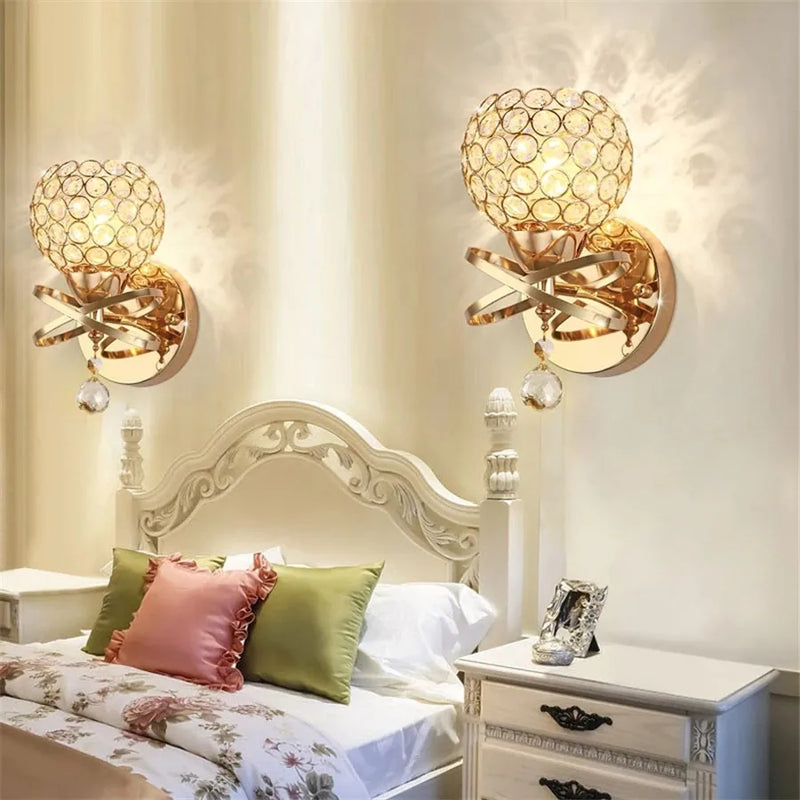 Afralia™ Crystal Wall Sconce: Retro Luxury for Living Room, Balcony, or Aisle Lighting