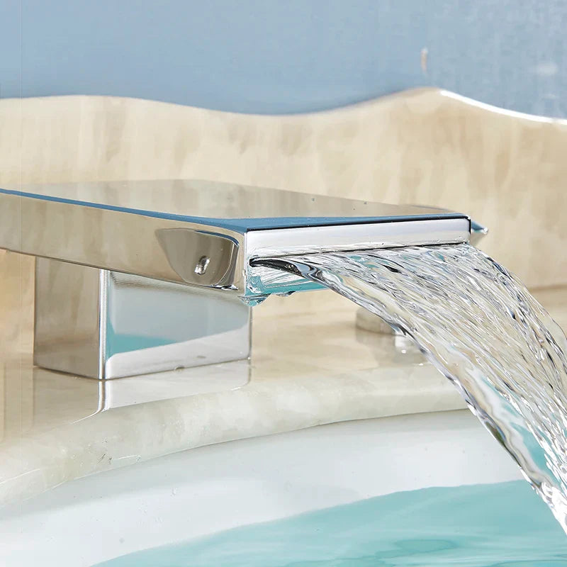 Afralia™ Chrome Waterfall Bathroom Spout - Deck Mount Brass Tub Faucet