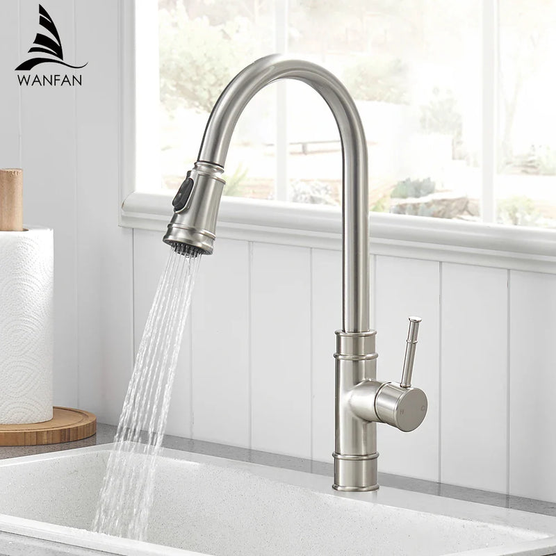 Afralia™ Black Single Handle Pull Out Kitchen Faucet Swivel 360° Water Mixer Tap