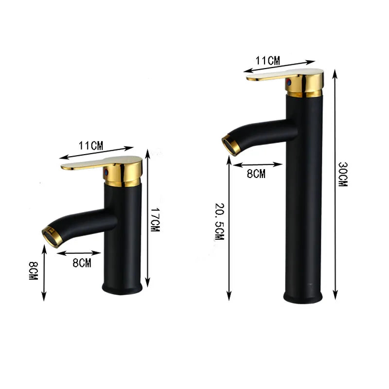Afralia™ Matte Black Gold Bathroom Faucet Basin Mixer Tap Deck Mounted Lavatory Sink