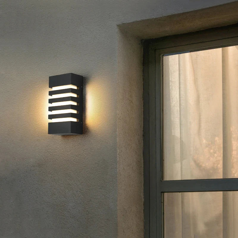 Afralia™ Modern Black Outdoor Wall Light 12W Waterproof Aluminum Sconce