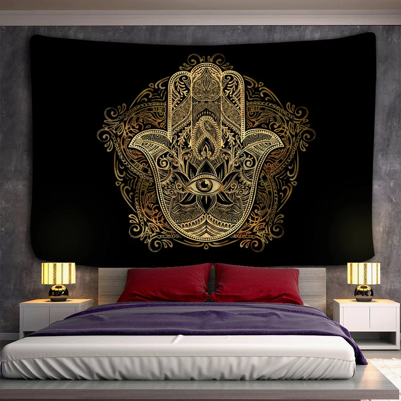 Afralia™ Psychedelic Mandala Moon Sun Wall Tapestry for Bedroom Living Room