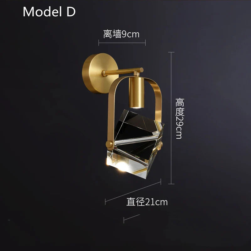 Afralia™ Crystal LED Wall Sconce Copper Light Fixture for Modern Luxury Home Decor