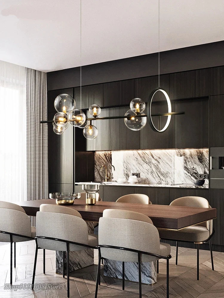 Afralia™ Glass Ball Chandelier Pendant Lighting Fixture