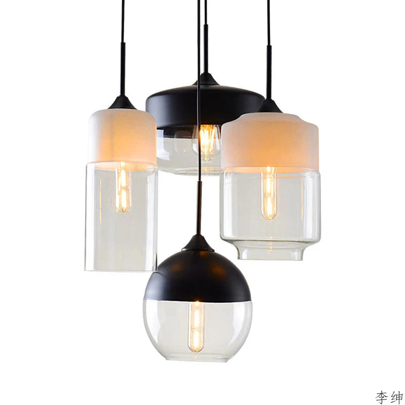 Afralia™ Nordic Modern LED Pendant Lights Wood Color Glass Hanging Lamp
