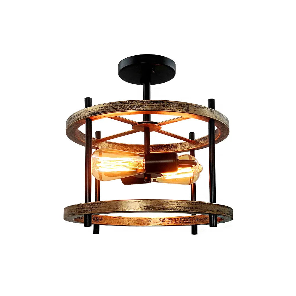 Afralia™ Wood Metal Chandelier Pendant Light Modern Design Ceiling Lamp