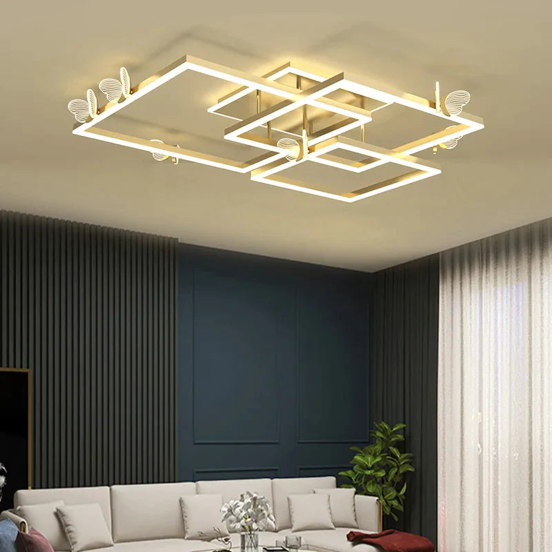 Afralia™ Butterfly Ceiling Lamp: Modern Rectangular Living Room Light for Master Bedroom