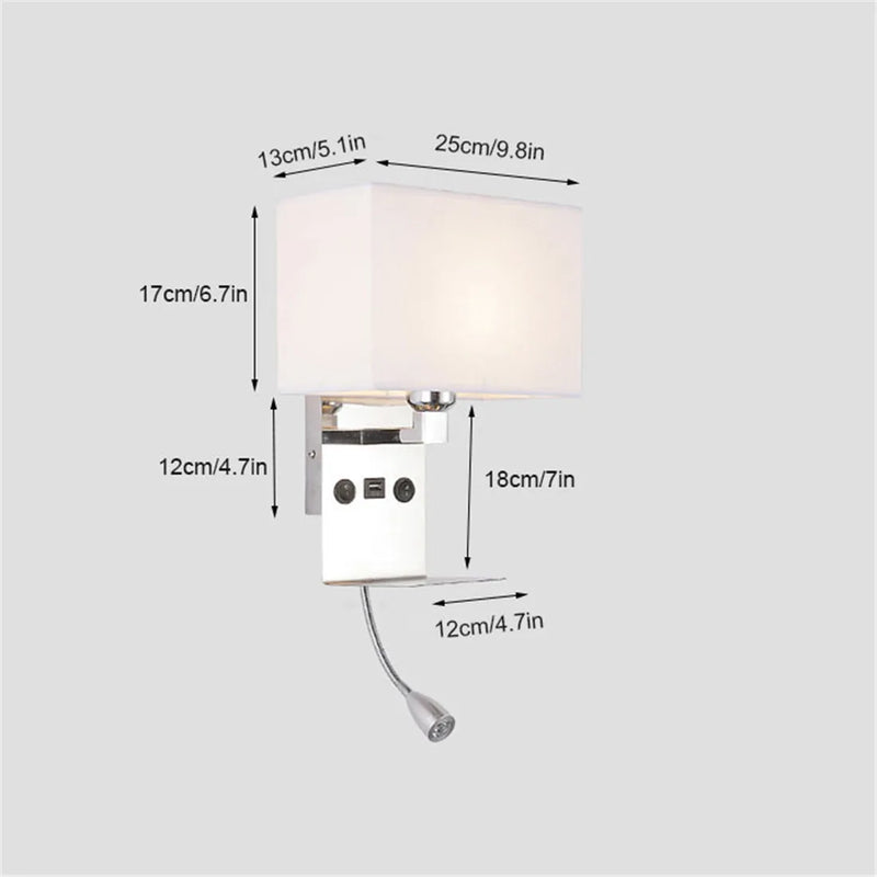 Afralia™ Wall Lamp: Rechargeable Reading Light with Switch and Phone Holder