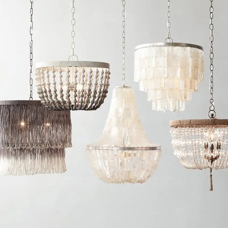 Afralia™ Silver Shell Chandelier | Vintage Art Deco Lighting for Kitchen, Bedroom, Foyer