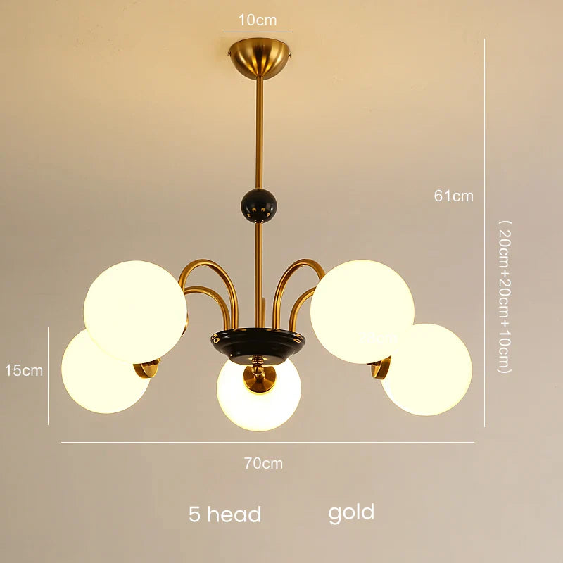 Afralia™ Glass Ball Chandelier: Luxury Nordic Living Room Lighting in Gold/Chrome