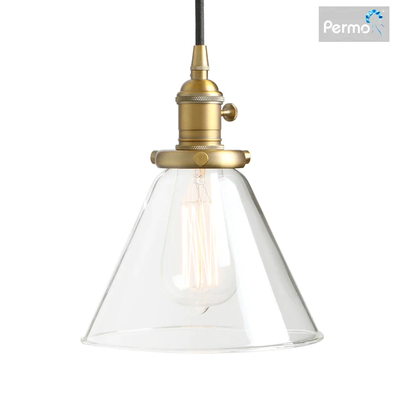 Afralia™ Funnel Flared Glass Clear Glass Pendant Light Fixture