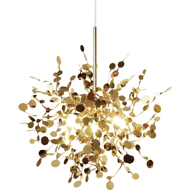 Afralia™ Modern LED Stainless Steel Leaf Chandelier for Restaurant, Living Room, and Bedroom