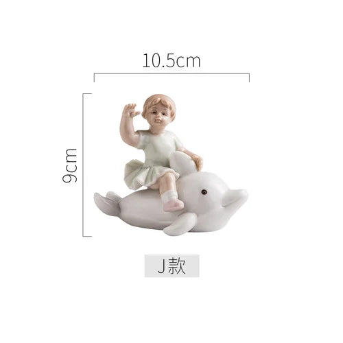 Afralia™ Ceramic Family Figure Sculpture for Living Room Decor - Baby Crafts Figurine