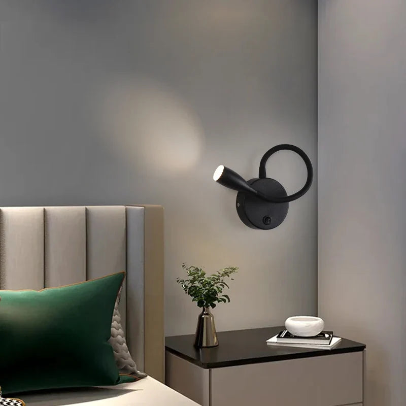 Afralia™ LED Bedside Wall Lamp with USB Port & Switch - Modern Nordic Design