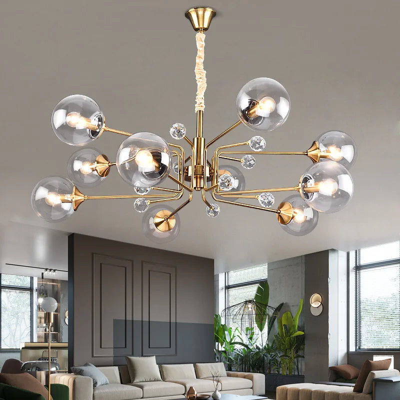 Afralia™ Glass Bubble Chandelier: Vintage Industrial Living Room Kitchen Island Light