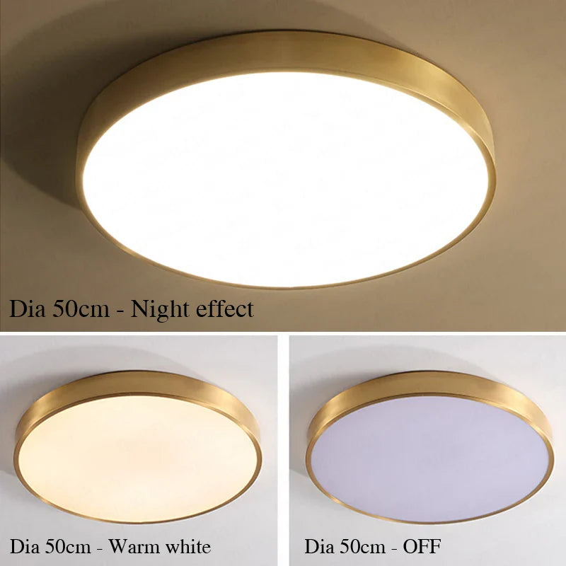 Afralia™ Copper Thin LED Round Ceiling Light for Bedroom, Living Room, and Dining Room