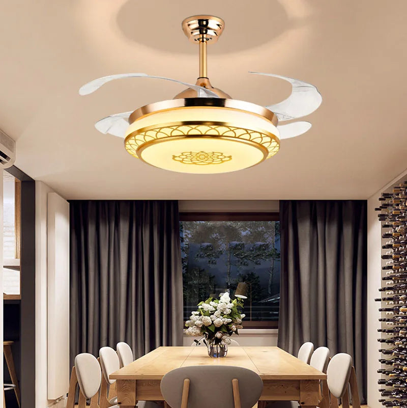 Afralia™ Living Room Electric Fan Light: Stylish Wind Power Fixture for Home Décor