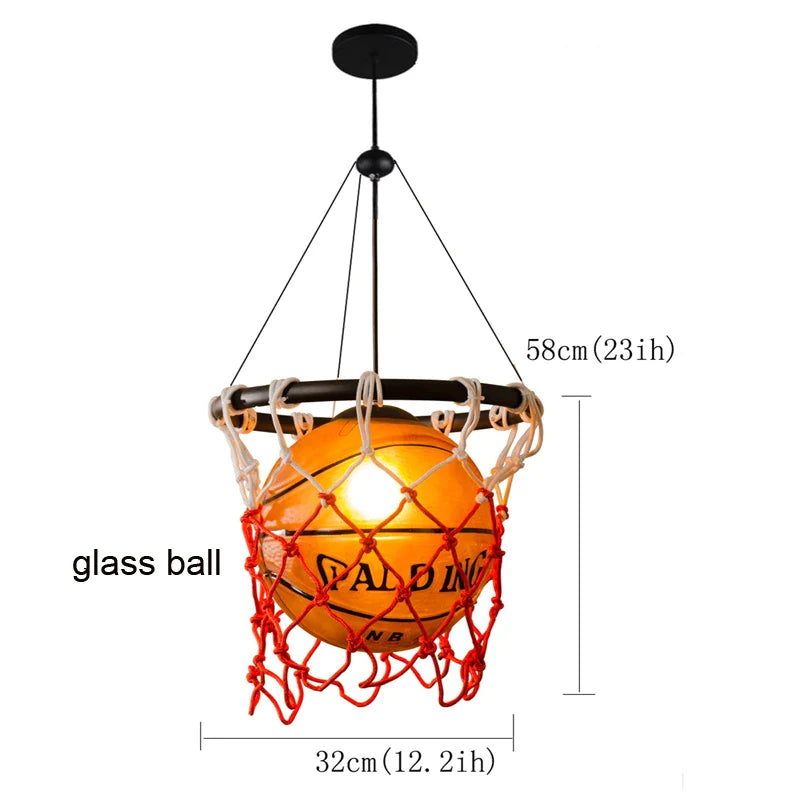 Afralia™ Basketball Pendant Light: Creative Decorative Chandelier for Restaurant, Cafe, Bedroom.