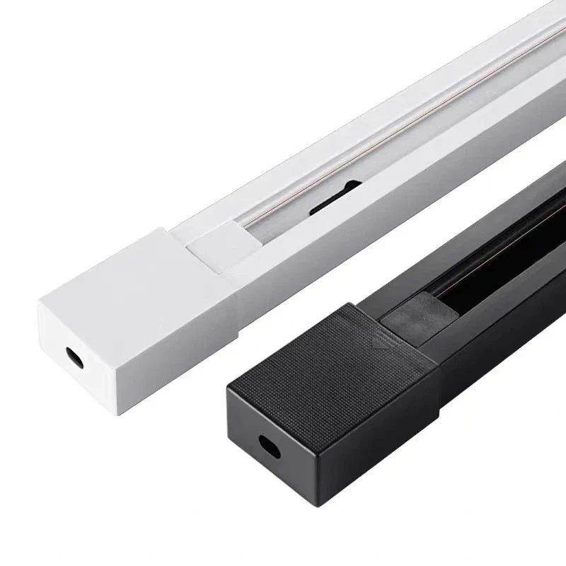 Afralia™ 1m Black White Aluminum 2-Wire Connector Track Rail Spotlight Fitting
